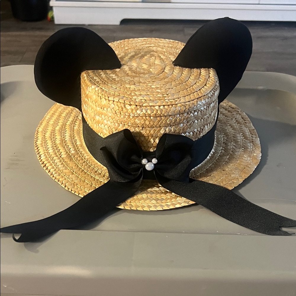 Mickey ears Straw Hat with Black Ribbon